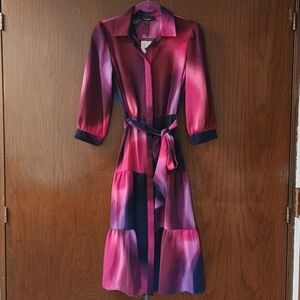 Nicole Miller KATY SILK MIDI SHIRT DRESS